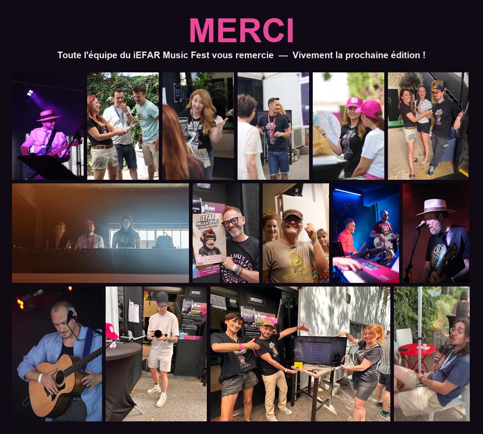 Photomontage des bénévoles, du staff et des musiciens du iEFAR Music Fest 2026